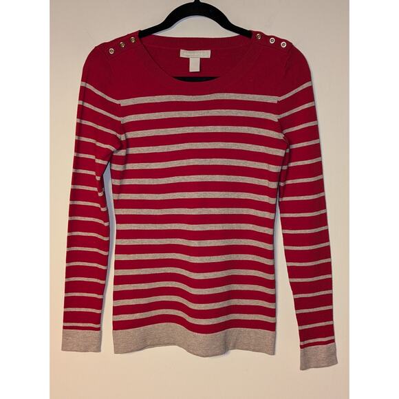 Banana Republic Women's XS Striped Pullover Button Shoulder Embellished Sweater - Picture 1 of 6